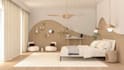 design a modern hotel room interior with realistic 3d render