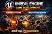 develop unreal engine game, blueprint scripting, multiplayer, UI, level design