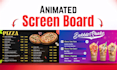 do animated tv screen or digital menu board for restaurant