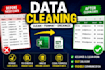 clean and organise excel or CSV data