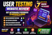do user testing and review website, android app ios app game, QA review