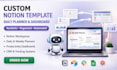 create customized aesthetic notion template, daily planner notion dashboard