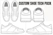design shoe tech pack, footwear specification sheet, sneaker flat sketch