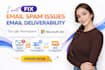 fix email spam issues, google workspace email deliverability, microsoft 365 dns