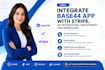 integrate base44 app with stripe, API integration, deployment and workflow