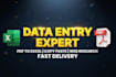 do accurate data entry, copy paste,pdf to excel web research