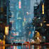 do cyberpunk sci fi futuristic city illustration