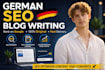 write SEO optimized german blog articles and website content