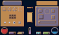 create retro pixel art game UI, gui hud elements bars frames, mana health screen