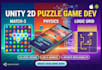 do unity 2d ios android flutter game app ai level design puzzle game development