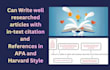 write well researched articles with in text citation and references