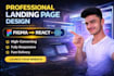create modern responsive landing page in react or wordpress