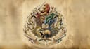 design a magical wizard school logo with a fantasy style