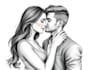 paint a romantic couple portrait in unique style