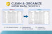 clean, format and fix messy excel or CSV data professionally