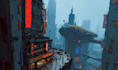 create cinematic cyberpunk city illustrations