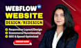 build webflow website design, develop webflow landing page as webflow expert