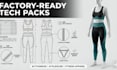 create factory ready activewear tech pack with bom, grading and athleisure