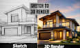 convert sketch to 3d model and photorealistic rendering