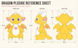 create plush reference sheet for stuffed animal kawaii chibi doll plush pattern