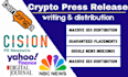 write and distribute crypto press release blockchain press release with baclinks