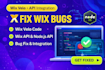 fix wix website bugs, wix velo code, wix api, nodejs api and api integration