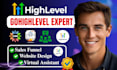 gohighlevel CRM automation, sales funnel setup, website expert