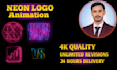create stunning neon logo animation