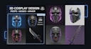 design custom 3d cosplay props, armor, helmets, masks and stl files