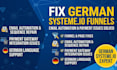 fix german systeme io sales funnel email automation error payment issues