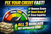 fix credit report, remove inquiries and boost score all 3 bureaus