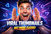 design custom youtube thumbnails with bold text and stunning visuals