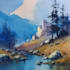 do handrawn watercolor landscape on paper