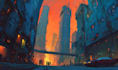 craft futuristic cyberpunk cityscapes with elements