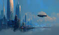 draw a cyberpunk city visuals for your project