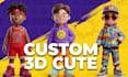 create cute 3d mascot cartoon chibi 3d character modeling animal, toy model