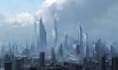 illustrate futuristic neon cyberpunk city scenes