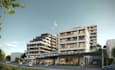 renewing 3d downtown area,high density development,tiered terraces,aerial render