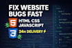 fix HTML CSS and javascript bugs in your website fast