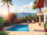 design landscape, terrace, backyard, pool, and patio