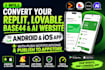 convert replit lovable ai web site to android and ios app with push notification
