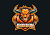 create outstanding angry bull head mascot logo with tshirt design