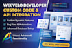 develop custom wix velo code, dynamic pages and API integration for your website