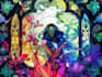 create a vibrant vitral style fantasy illustration