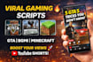 create viral youtube shorts scripts for gaming videos