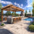 do backyard landscape design, landscape rendering, outdoor garden pool design