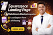 squarespace landing page mailchimp klaviyo integration lead capture form a b