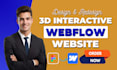 design 3d animated webflow website with spline, threejs lottie and scroll effect
