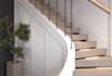 create staircase design, open plan living, marble thread, ensuite bedroom render