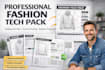 create fashion tech pack, clothing tech pack and technical drawing